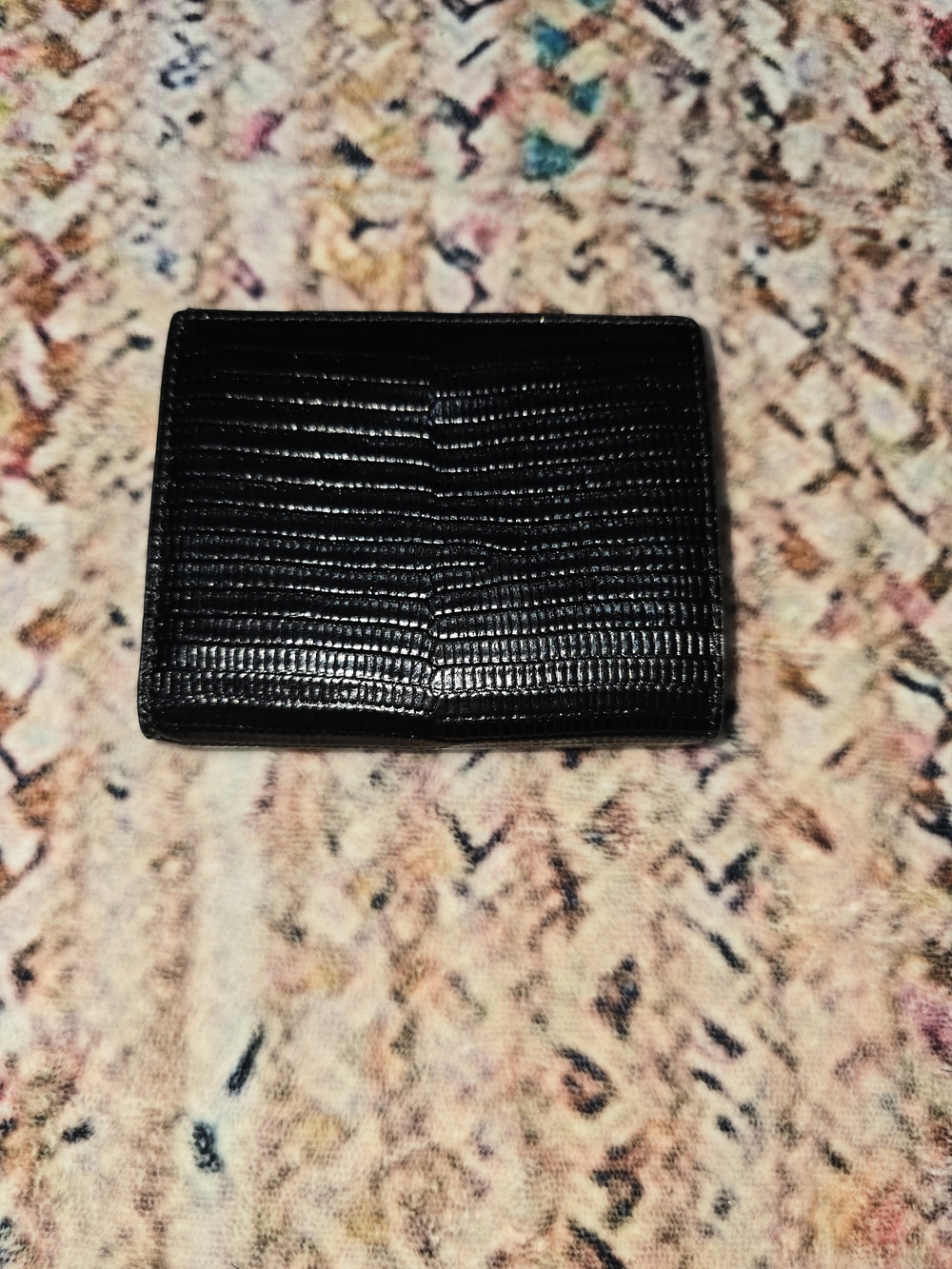 Coach Eliza Black Lizard-Embossed Leather Wallet with Signature Plaque - Picture 3 of 6